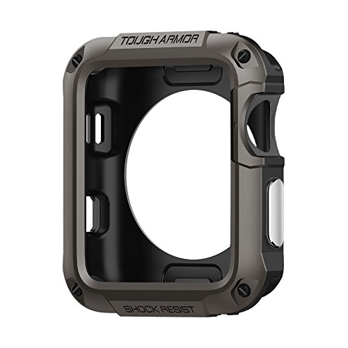 Book Cover Spigen Tough Armor Designed for Apple Watch Case for 42mm Series 3 / Series 2 / Series 1 and Built in Screen Protector - Gunmetal