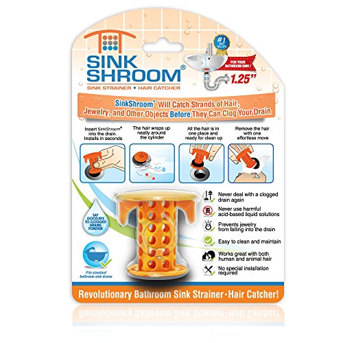 Book Cover SinkShroom The Revolutionary Sink Drain Protector Hair Catcher/Strainer/Snare, Orange