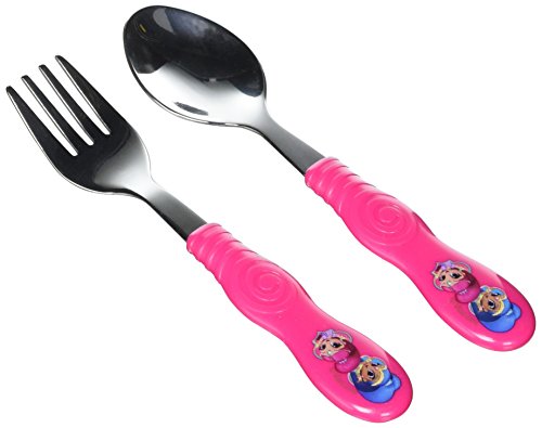 Book Cover Zak Designs Shimmer Shine Easy Grip Flatware Fork And Spoon Utensil Set - Perfect for Toddler Hands With Fun Characters, Contoured Handles And Textured Grips, Shimmer Shine