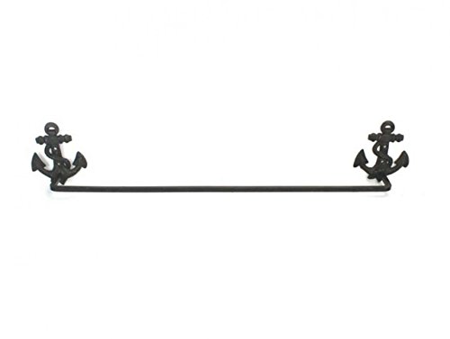 Hampton Nautical K-9011-cast-iron Cast Iron Anchor Bath Towel Holder 27"