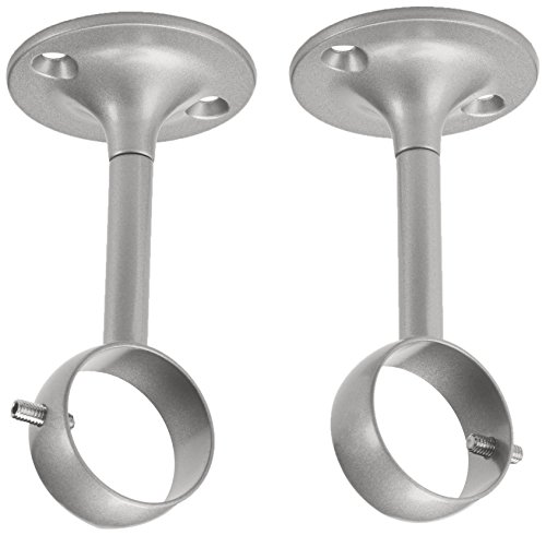 Book Cover AmazonBasics Curtain Rod Ceiling-Mount Bracket, Set of 2, Silver Nickel
