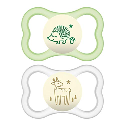 MAM Air Night Pacifiers (2 pack), MAM Sensitive Skin Pacifier 6+ Months, Glow in the Dark Pacifier, Best Pacifier for Breastfed Babies, Unisex Baby Pacifiers