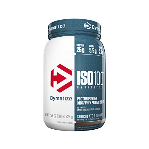 Dymatize ISO 100 Whey Protein Powder with 25g of Hydrolyzed 100% Whey Isolate, Gluten Free, Fast Digesting, Chocolate Coconut, 1.6 Pound