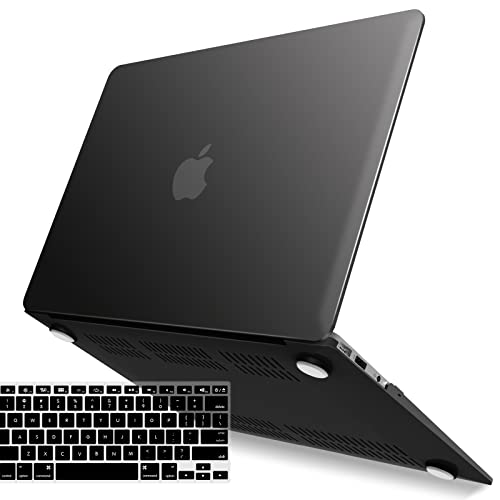 Book Cover IBENZER Old Version (2010-2017 Release) MacBook Air 13 Inch Case (Models: A1466 / A1369), Plastic Hard Shell Case with Keyboard Cover for Apple Mac Air 13, BK, A13BK+1N