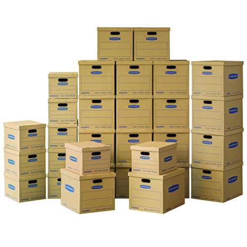 Book Cover Bankers Box SmoothMove Classic Moving Kit Boxes, Tape-Free Assembly, Easy Carry Handles, 10 Small 20 Medium, 30 Pack (7716601)