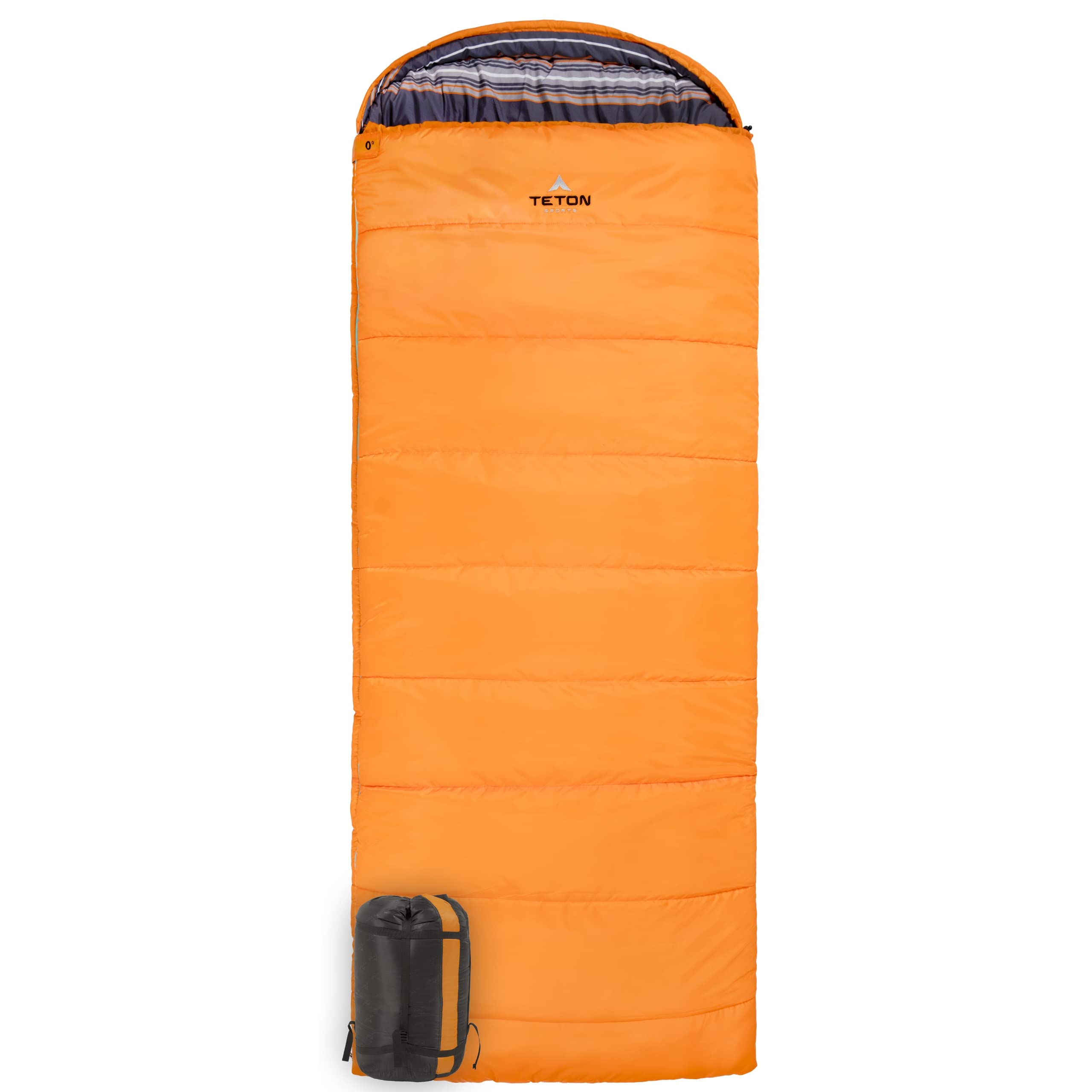 TETON Sports Celsius Regular Sleeping Bag; Great for Family Camping , Orange Poly Liner, 80 x 33-Inch, Right