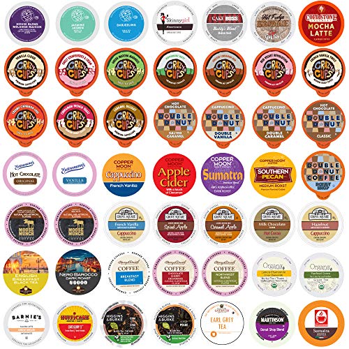 Book Cover Perfect Samplers, Coffee, Tea, Cider, Cappuccino & Hot Chocolate Single Serve Cups for Keurig K Cup Brewers Sampler,, Variety Pack, 50 Count