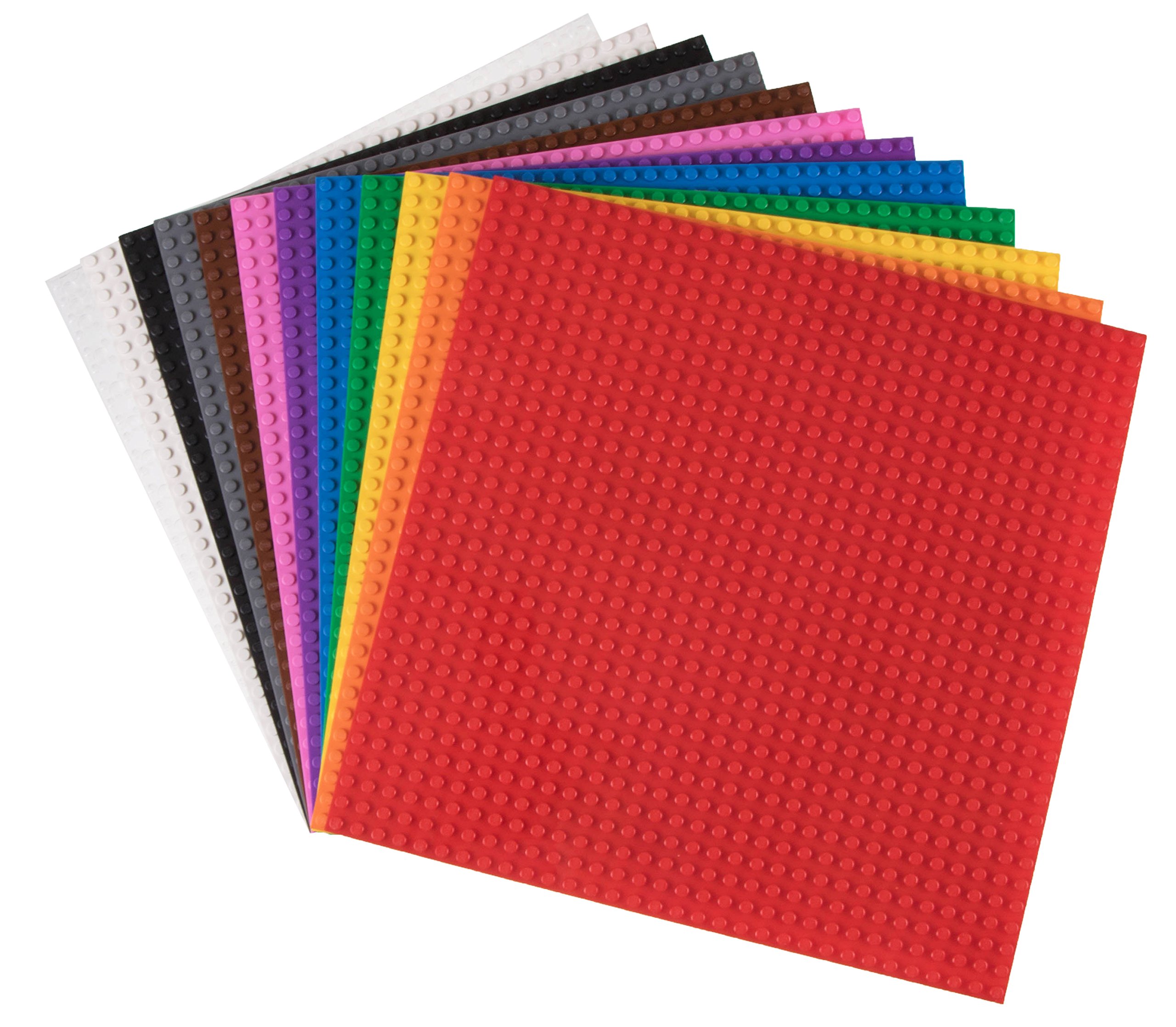 Book Cover Strictly Briks Classic Baseplates, for Building Bricks, Bases for Tables, Mats, and More, 100% Compatible with All Major Brands, Rainbow Colors, 12 Pack, 10x10 Inches