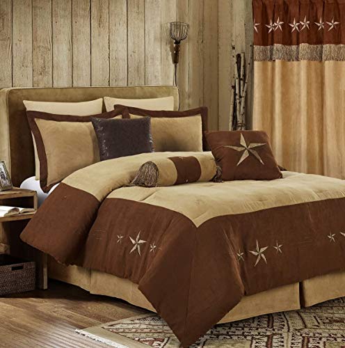 Book Cover Chezmoi Collection 7 Pieces Western Star Embroidery Design Microsuede Bedding Oversized Comforter Set (King 108