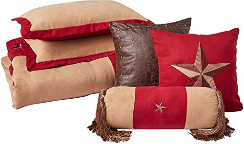 Book Cover Chezmoi Collection 7 Pieces Western Star Embroidery Design Microsuede Bedding Oversized Comforter Set (Queen 92