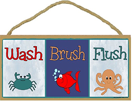 Book Cover Blackwater Trading Wash Brush Flush Fish Crab Octopus Bathroom Sign Plaque 5