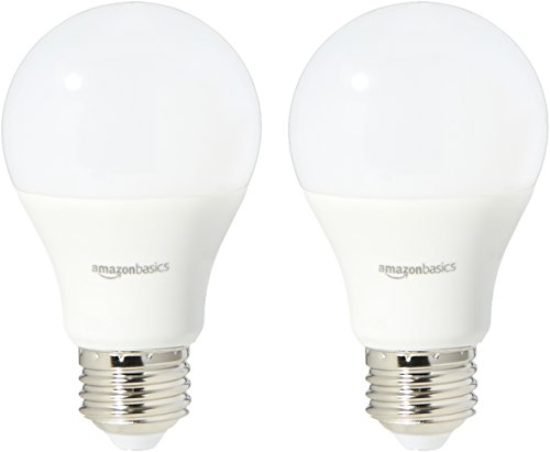 Amazon Basics 60 Watt Equivalent, Soft White, Non-Dimmable, 15,000 Hour Lifetime, A19 LED Light Bulb | 2-Pack