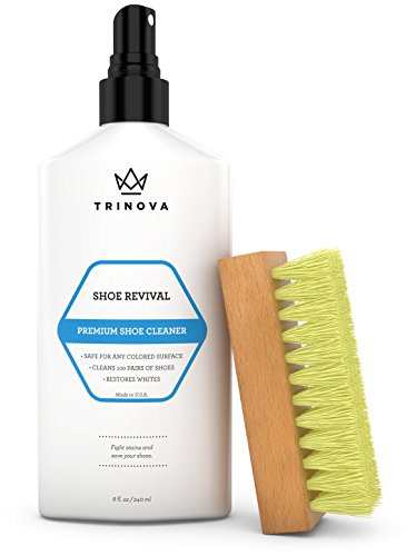 Book Cover TriNova Shoe Cleaner Kit - Tennis, Sneaker, Boots, More - Premiun Cleaning to Remove Dirt and Stains. Free Brush 8OZ