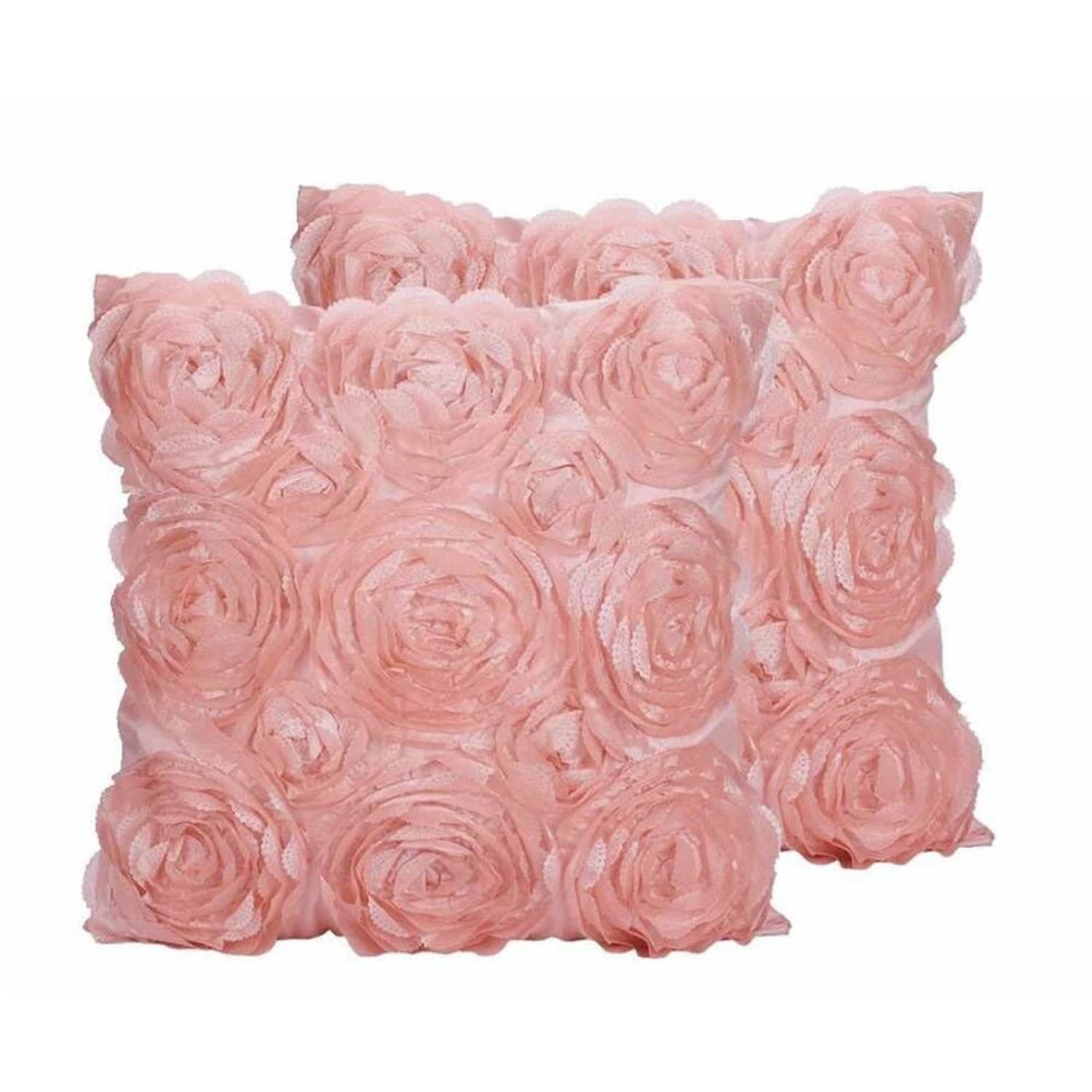 Book Cover SeptCity Decorative Throw Pillow Covers for Couch Cushion Case, Romantic Love Satin Rose Wedding Party Home Decor,16 x 16 Inches Home Gift (Set of 2)- #Pink Pink B