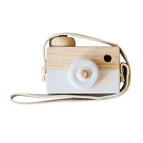 Allywit Baby Kids Cute Wood Camera Toys Children Fashion Clothing Accessory Safe And Natural Toys Birthday Christmas Gift (White)