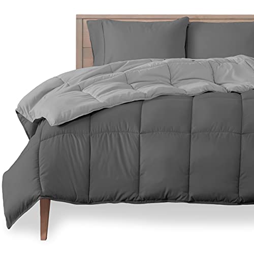 Book Cover Bare Home Twin/Twin Extra Long Comforter - Reversible Colors - Goose Down Alternative - Ultra-Soft - Premium 1800 Series - All Season Warmth - Bedding Comforter (Twin/Twin XL, Grey/Light Grey)