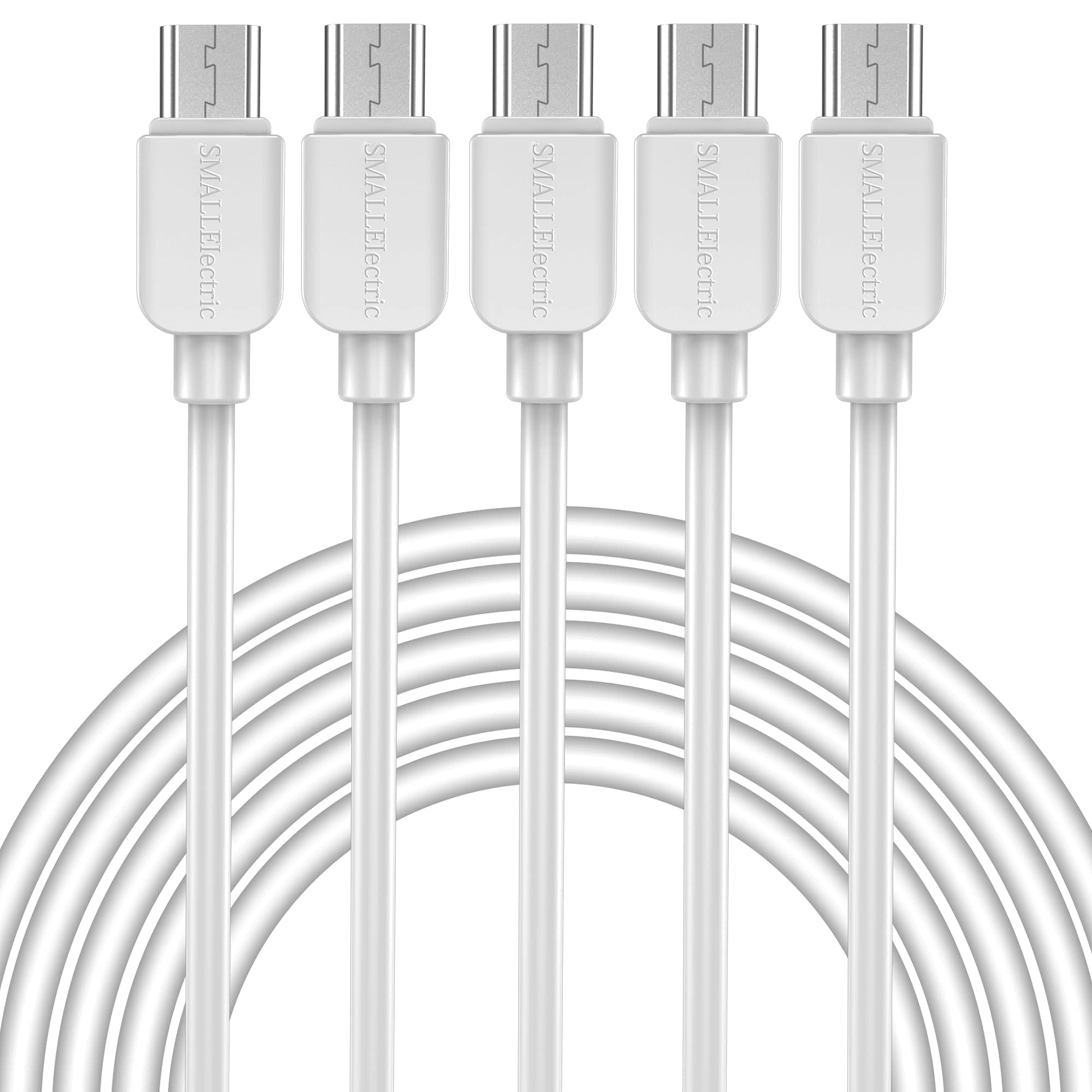Book Cover SMALLElectric Micro USB Cable (5-Pack, 6FT) Android Charger, Micro USB Charger Cable Long Android Phone Charger Cord for Samsung Galaxy S7 S6 Edge J7 S5,Note 5 4,LG 4 K40 K20,MP3,Kindle,Tablet,White
