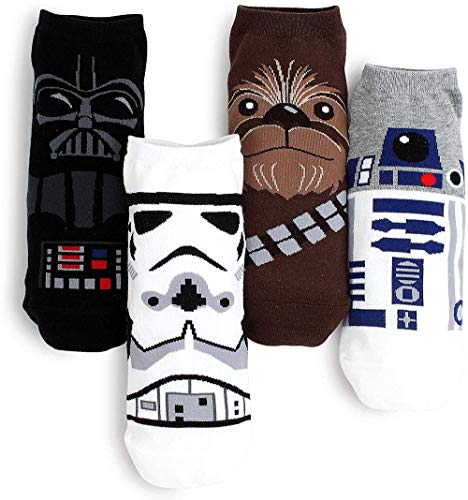 Book Cover Low-cut Socks Collection, 4 Pairs of Star Wars Characters, One Size Fits All.