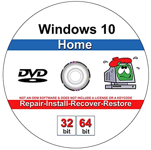 Book Cover 9th and Vine Compatible Windows 10 Home 32/64 Bit DVD. Install To Factory Fresh, Recover, Repair and Restore Boot Disc. Fix PC, Laptop and Desktop.