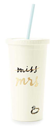 Book Cover Kate Spade New York 175442 Insulated Tumbler, Miss to Mrs, Acrylic, White