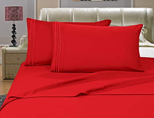 Book Cover Elegant Comfort Bedding Collection 2-Piece Pillowcases 1500 Thread Count Egyptian Quality Wrinkle Free, Standard Size, Red
