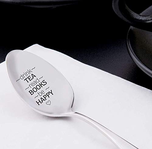 Drink Tea Read Book Spoon-Tea Lover Spoon - Book Lover Gift - Reader Gift-Tea Drinker Present-Graduation Gift- Do well Exam Theme