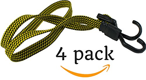Book Cover HeavyWeight Flat Bungee Cords 4 PACK with BONUS 4 Ball Bungees | 48