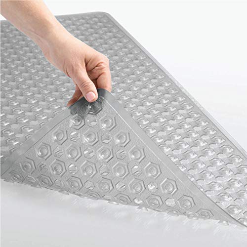 Gorilla Grip Original Patented Bath, Shower Tub Mat, 35x16, Many Colors, Washable, XL Size Bathroom Bathtub Mats, Drain Holes, Suction Cups, Gray