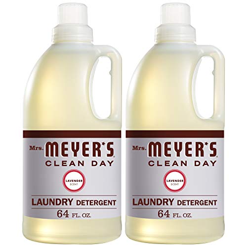 Book Cover Mrs. Meyer's Clean Day Liquid Laundry Detergent, Cruelty Free and Biodegradable Formula Infused with Essential Oils, Lavender Scent, 64 oz - Pack of 2 (128 Loads)