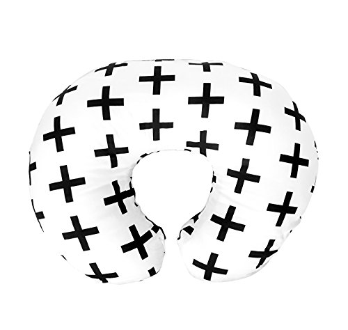 Mila Millie Premium Quality Nursing Pillow Cover Nordic Swiss Black Cross Unisex Design Slipcover - 100% Cotton Hypoallergenic - Great for Breastfeeding Mothers - Fits Boppy Pillow