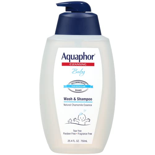 Book Cover Aquaphor Baby Wash and Shampoo - Mild, Tear-free 2-in-1 Solution for Babyâ€™s Sensitive Skin - 25.4 fl. oz. Pump
