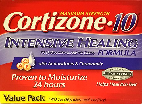Book Cover Cortizone-10 Max Strength Cortizone-10 Intensive Healing Formula with Antioxidants and Chamomile, Two 2 oz Tubes