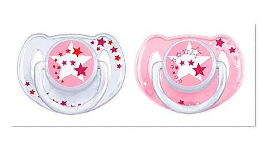 Book Cover Philips Avent Glow in the Dark Orthodontic Pacifier, 6-18 months, Pink/White, 2 pack, SCF176/24