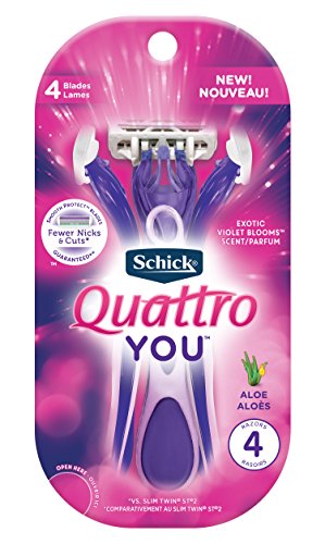 Schick Quattro YOU Exotic Violet Blooms Disposable Razor for Women, 4 Count