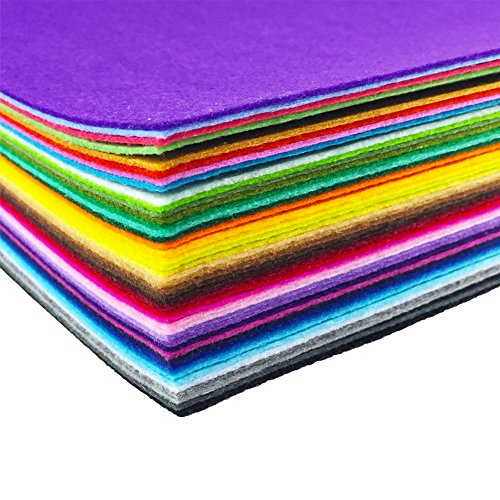flic-flac 44PCS 8 x 12 inches (20 x 30cm) Assorted Color Felt Fabric Sheets Patchwork Sewing DIY Craft 1mm Thick … (20cm * 30cm, 44pcs)