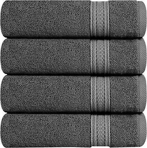 Book Cover Utopia Towels Cotton Hand Towels, 4 Pack Towels, 700 GSM (Grey)