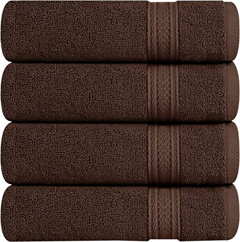 Book Cover Utopia Towels 700 GSM Cotton 16-Inch-by-28-Inch Hand Towel Set, Set of 4, Dark Brown