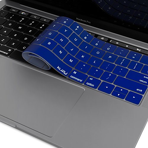 Kuzy MacBook Pro Keyboard Cover with Touch Bar for 13 and 15 inch 2019 2018 2017 2016 Apple Model A2159, A1989, A1990, A1706, A1707 Silicone Skin Protector, Navy Blue