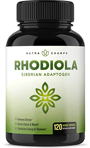 Book Cover Rhodiola Rosea Supplement 600mg - 120 Capsules Siberian Root Extract 3% Rosavins & 1% Salidroside - Pure Maximum Strength Powder - 300mg Vegan Pills for Stress Relief, Mood, Focus & Energy
