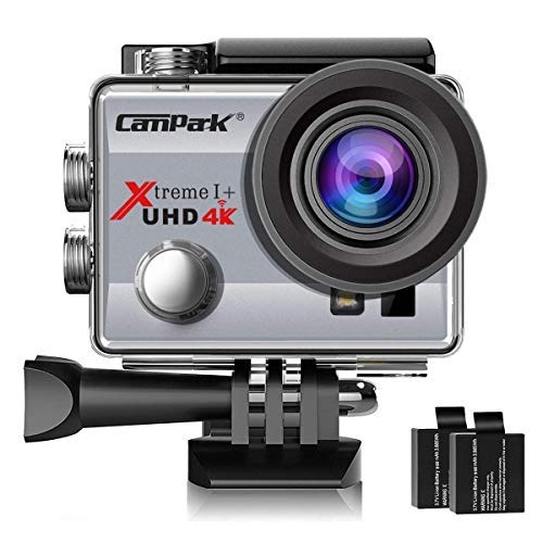 Book Cover Campark ACT74 Action Camera 4K 30fps WiFi Ultra HD Waterproof Sports Action Cam,Free Mounting Accessories 2 Rechargeable Batteries Bikes Motorbike Snorkeling(Silver)
