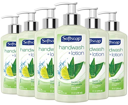 Softsoap Hand Wash Plus Lotion Pump, Aloe Water and Lime - 8 fluid ounce (6 Pack)