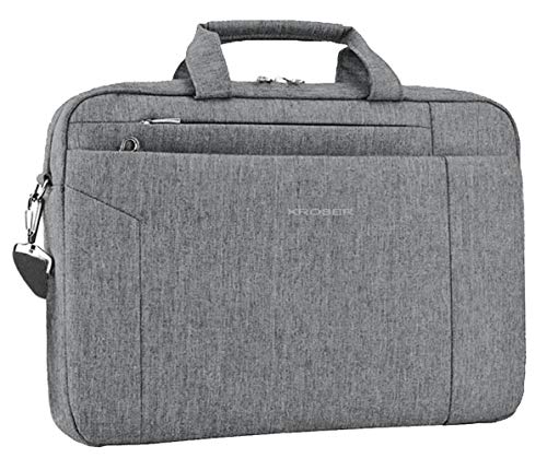 Book Cover KROSER Laptop Bag 15.6 Inch Briefcase Shoulder Bag Water Repellent Laptop Bag Satchel Tablet Bussiness Carrying Handbag Laptop Sleeve for Women and Men-Grey
