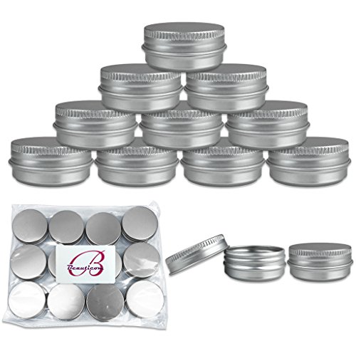 Beauticom (Quantity: 6 Pieces) 15G Aluminum Silver Tin Metal Round Storage Jars Containers with Secure Screw Top Lids for DIY Salves, Balms, Skin Care and Make Up Beauty Samples