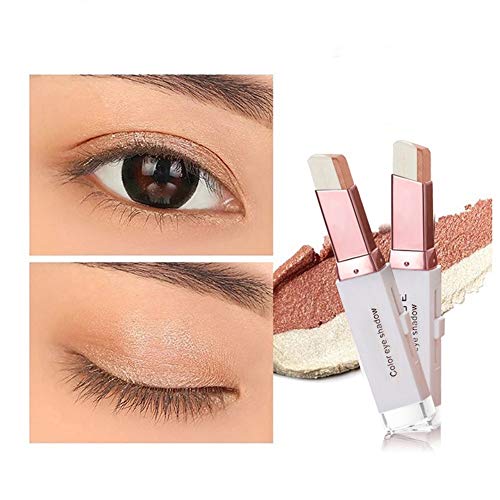ROPALIA Eye Shadow Stick Double Colors Glitter Gradient Shimmer Eyeshadow Pen Eye Brightener Stick 2 Tone Makeup Korean