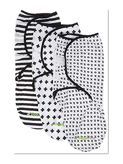 Book Cover Swaddle Blanket, Adjustable Infant Baby Wrap Set by Ziggy Baby, 3 Pack Soft Cotton in Black + White