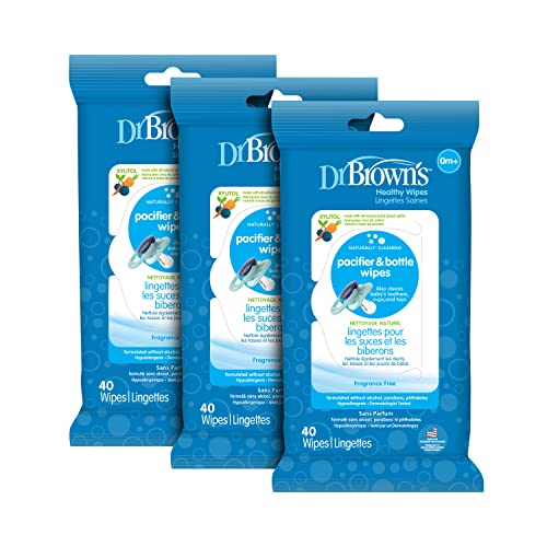 Book Cover Dr. Brown's Pacifier and Bottle Wipes, 40 Count, 3-Piece