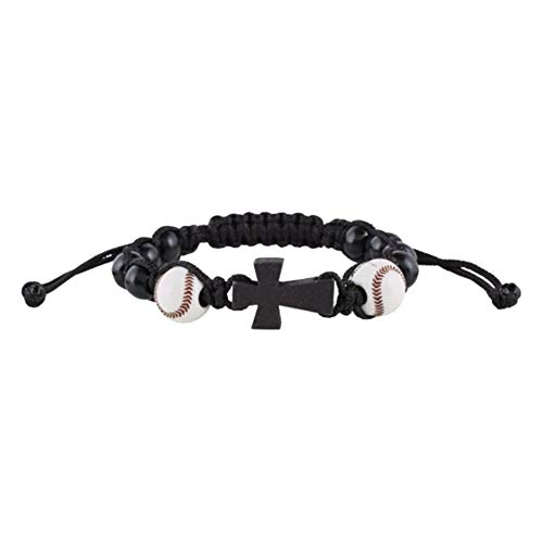 My Sports Baseball Athlete Rosary Bracelet with Wood Cross Pendant, 7 1/2 Inch Ball