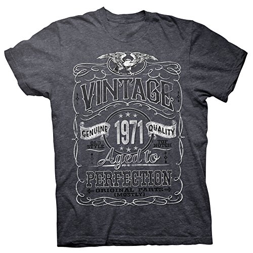 Book Cover 50th Birthday Gift Shirt - Vintage Aged to Perfection 1970 - Distressed -  Grey -  Large