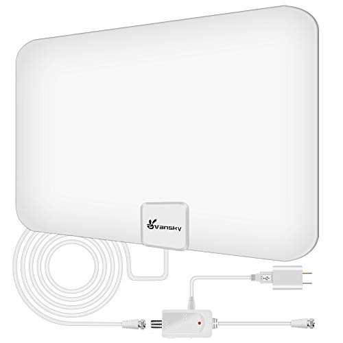 Vansky TV Antenna - HD Amplified Digital HDTV Antenna 65-90 Mile w/ Local Broadcast 4K VHF UHF Signal Channels for All TVs with Detachable Amplifier - 16.5feet Coax Cable
