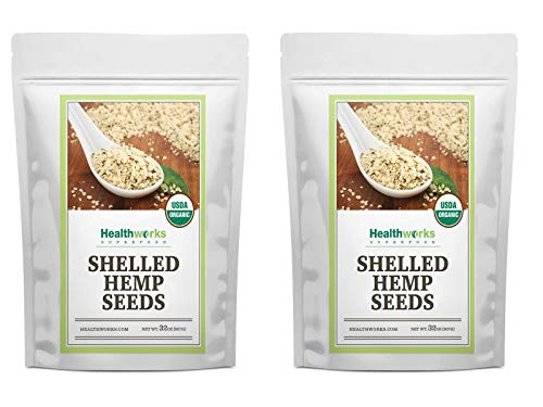 Healthworks Shelled Hemp Seeds Organic (64 Ounces / 4 Pound) (2 x 2 Pound Bags) | Premium & All-Natural | Canadian or European Sourced | Contains Omega 3 & 6, Fiber and Protein | Great with Shakes